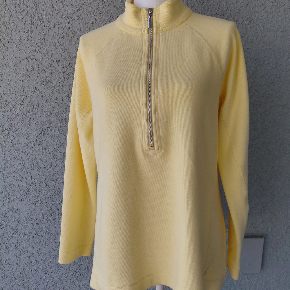 Tommy Bahama Pale Yellow Half-Zip Turtleneck Sweater - Picture 2 of 9